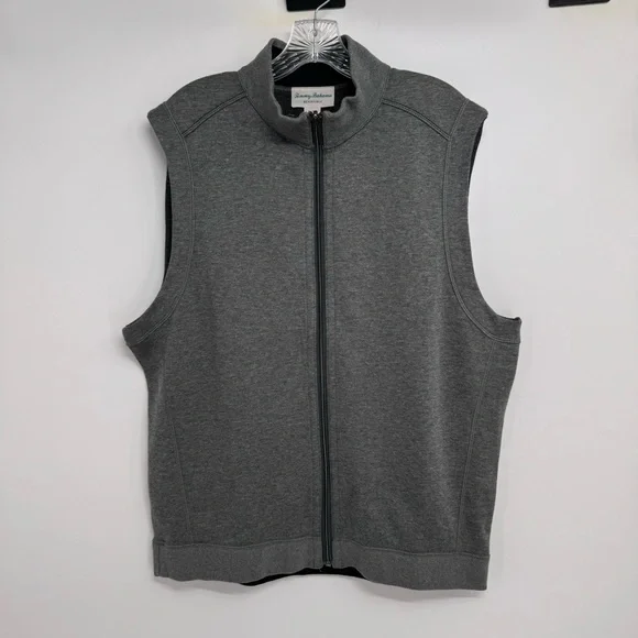TOMMY BAHAMA Flip Coast Men's Full Zip Vest SIZE M GrayReversible Casual $110